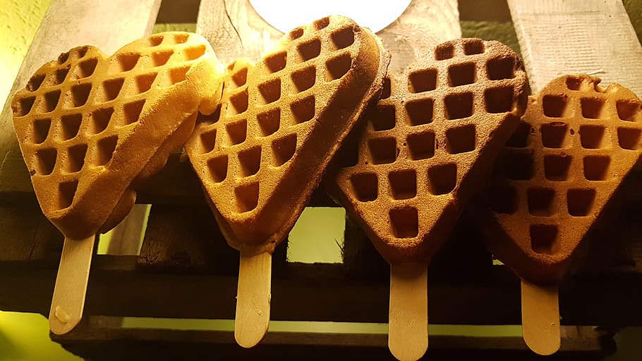 heart, waffles, waffle, waffle style, food, food and drink, baked, close-up, freshness, still life