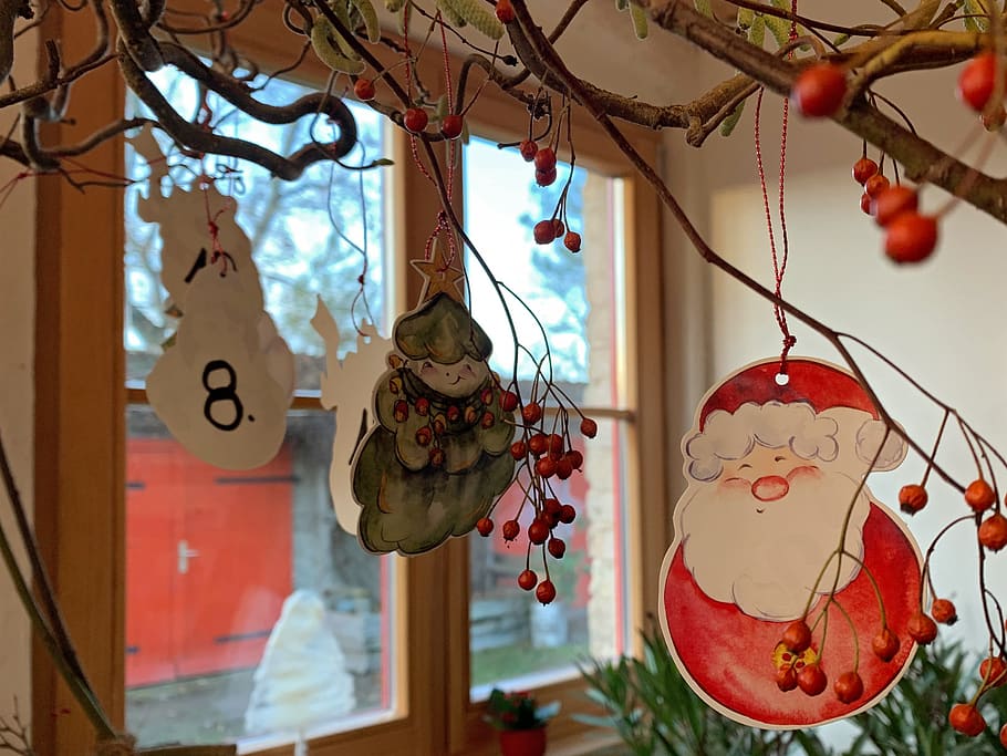 advent calendar, advent, christmas, christmas time, pay, decoration, santa claus, surprise, hanging, focus on foreground