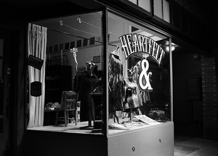 Store, Shop, Black And White, Storefront, shopping, gift, retail, purchase, modern, fashion