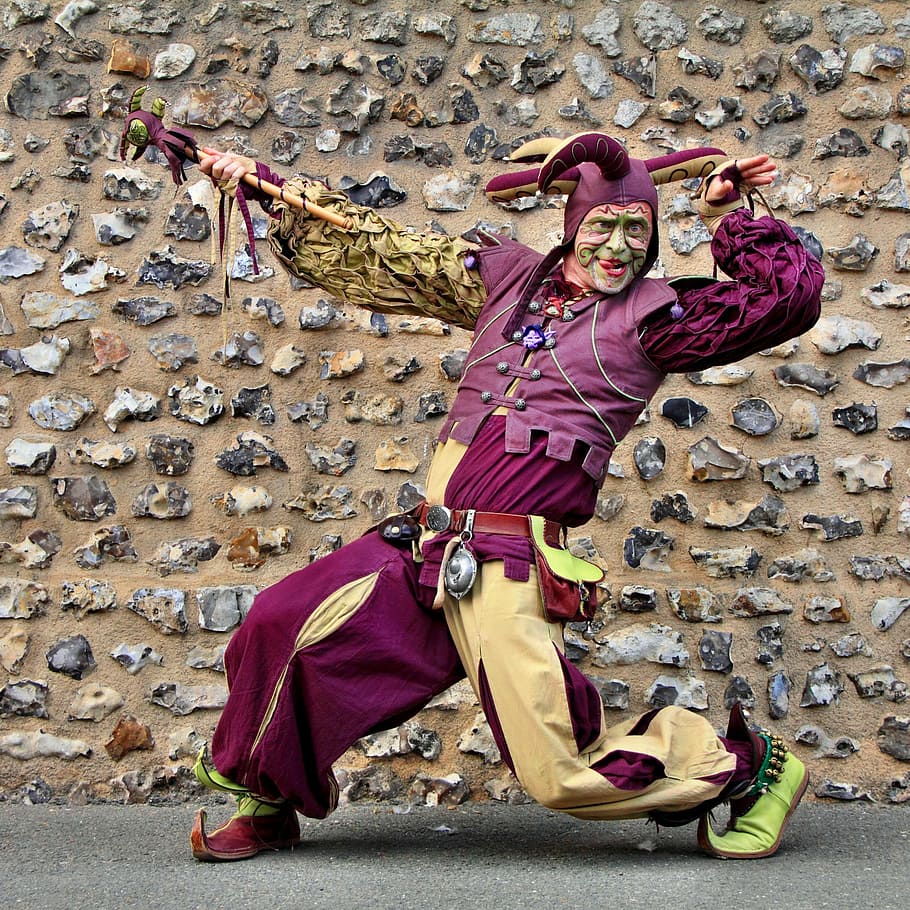 costume, middle ages, minstrel, troubadour, violet, full length, one person, traditional clothing, clothing, real people
