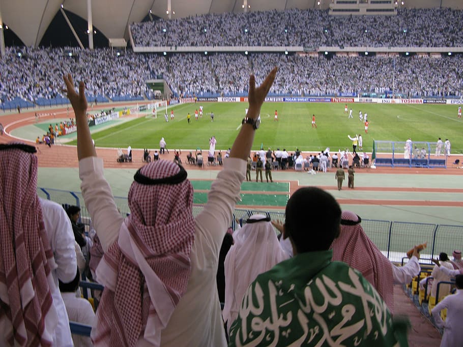 saudi arabia, riad, stadium, group of people, crowd, sport, spectator, large group of people, real people, men