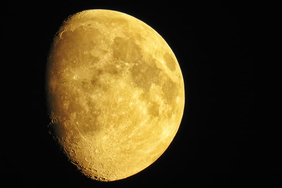 luna, cráteres lunares, noche, luz de la luna, satélite, fotografía nocturna, luna de la tierra, amarillo, compañero de la tierra, astronomía