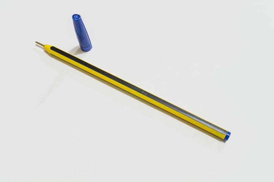 caneta, folha, rolha, caneta esferográfica, escritório, lápis, único objeto, equipamento, fundo branco, tiro do estúdio