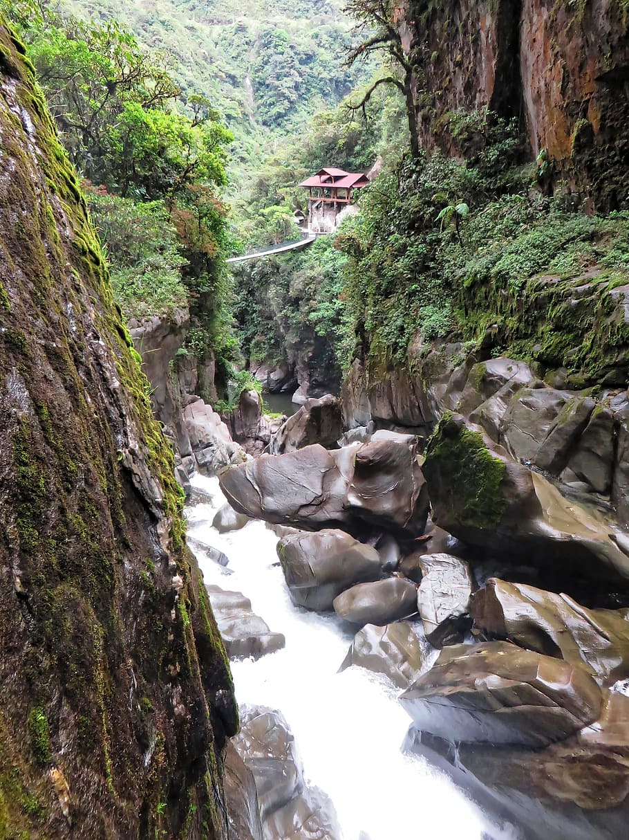 Ecuador, Rio Verde, Cascade, Torrent, ravine, vertigo, altitude, andes, hiking, panorama