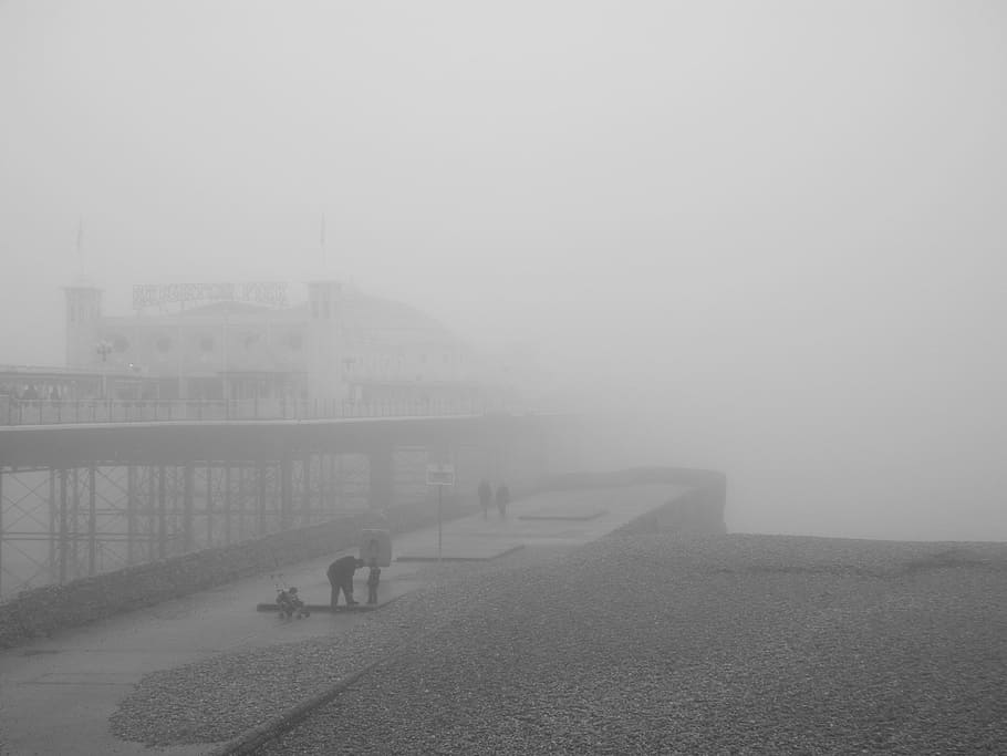 霧, 桟橋, 神秘的, 曇り, 秋, 天気, かすんでいる, 屋外, 建築, 冷たい温度