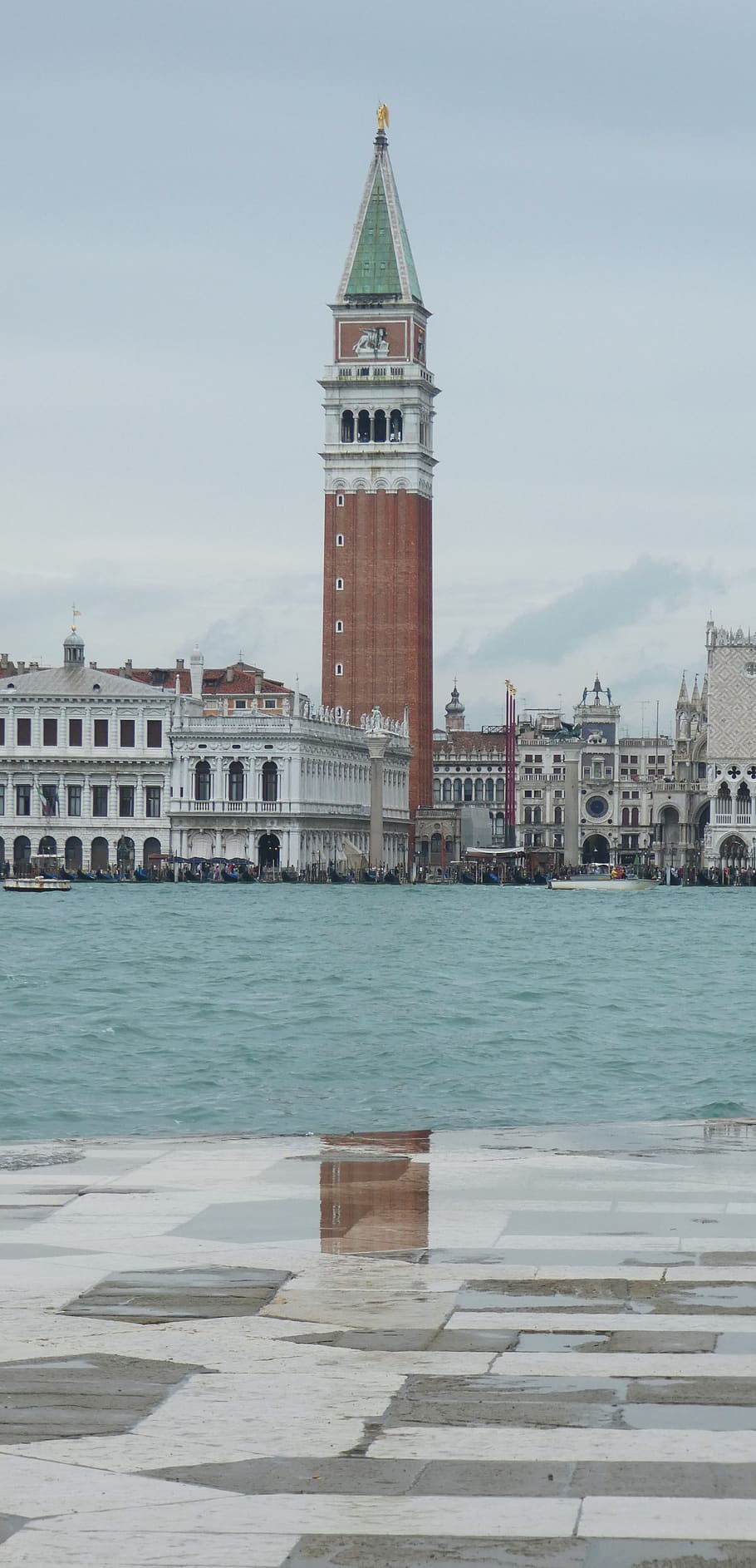 campanile dari san marco, Venesia, Pemandangan kota, perjalanan, pariwisata, Istana Doge, saluran, canal grande, Italia, Liburan