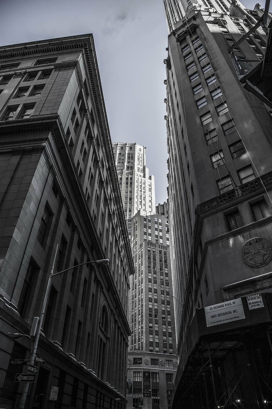 bajo, fotografía de ángulo, rascacielos, edificios, nueva york, centro de la ciudad, metropole, arquitectura, wall street, manhattan