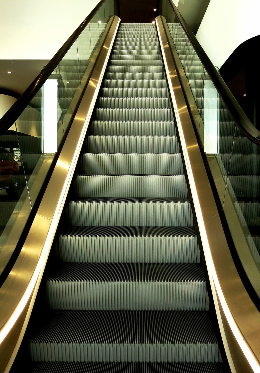 Escalator, Stairs, Architecture, gradually, means of rail transport, floors, staircase, steps, indoors, moving Up