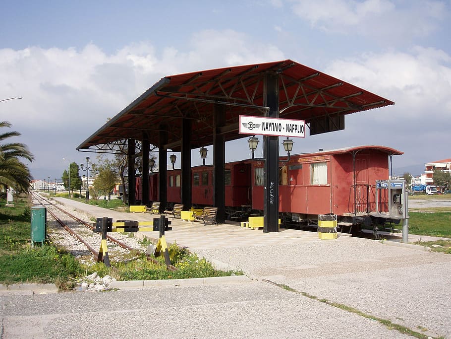 nafplio train station, Nafplio, train station, Greece, photos, public domain, railroad, station, train, transportation
