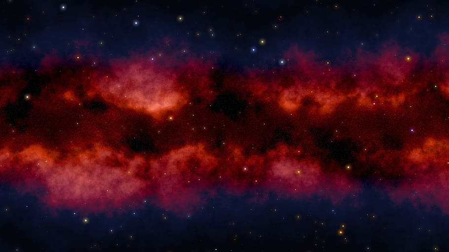 red, blue, abstract, artwork, astronomy, space, galaxy, fog, constellation, background