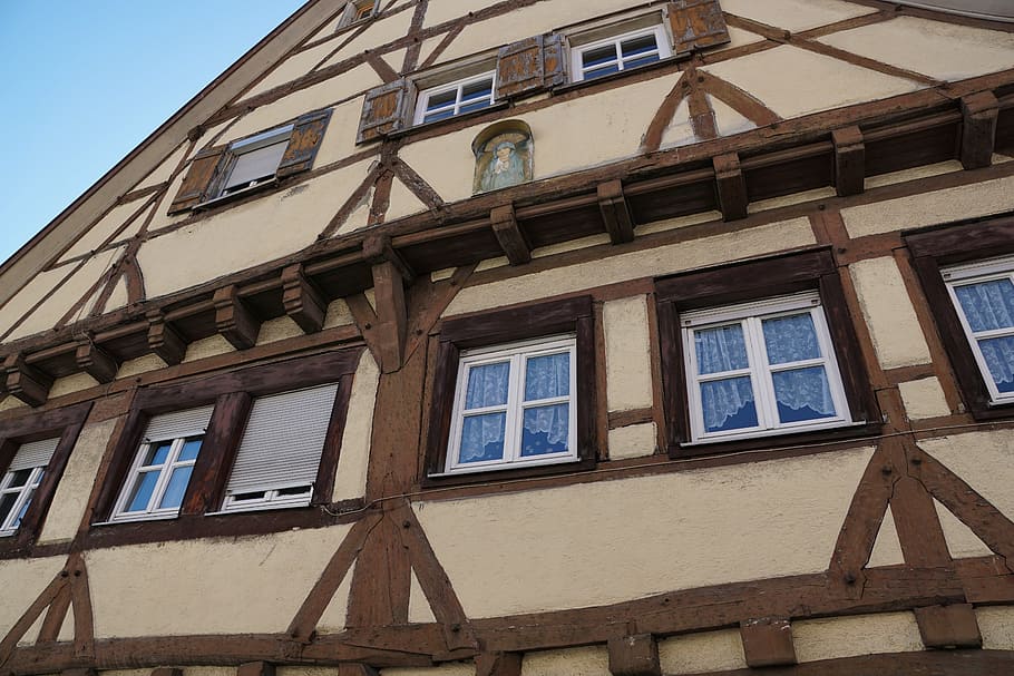 quantities, fachwerkhaus, road, old, facade, architecture, homes, germany, old town, window