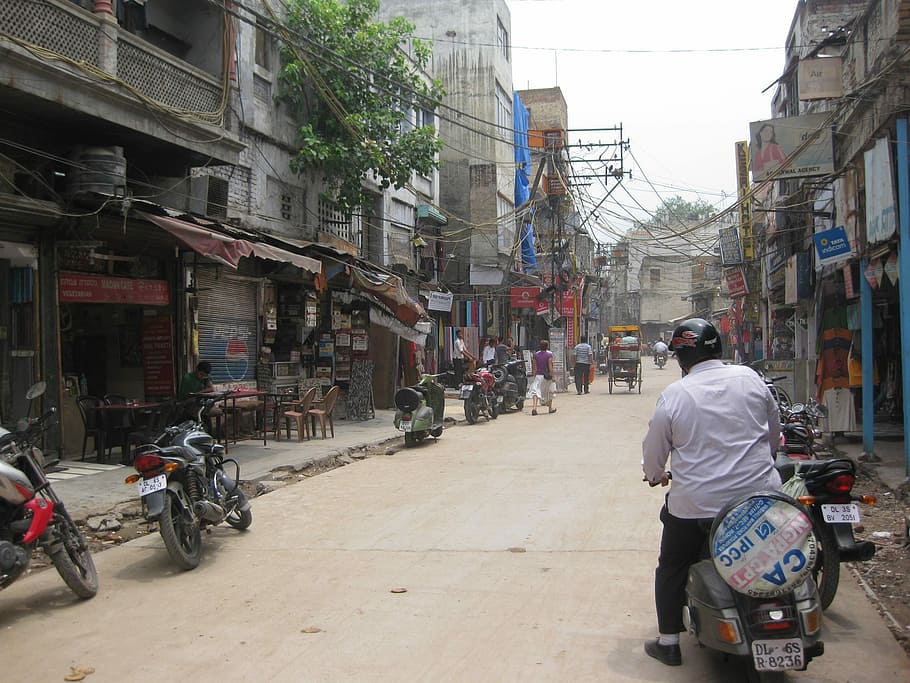 Paharganj, Delhi, Street, India, vista trasera, ciudad, estructura construida, exterior del edificio, arquitectura, calle