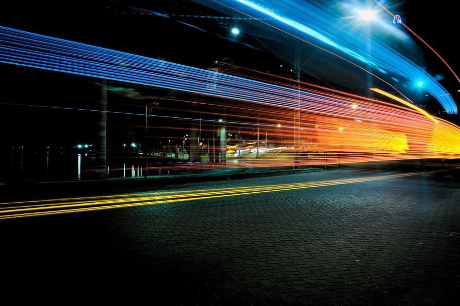 foto timelapse, mobil, gelap, malam, jalan, jalan raya, kota, lampu, lalu lintas, kecepatan