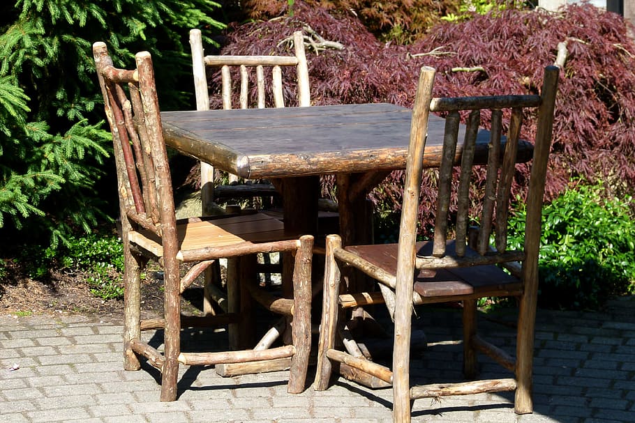 Chairs, Table, Furniture, Wood, Eco, crude, unfinished, ecofriendly, chair, patio