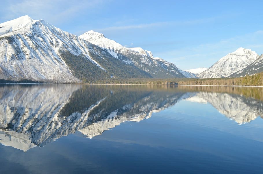 landscape photography, rock formation, lake mcdonald, landscape, reflection, water, mountains, glacier national park, montana, usa