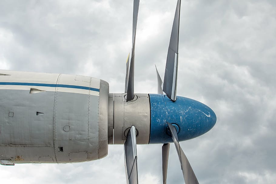 white, blue, aircraft propeller, propeller, aircraft, detail, propeller plane, antanov, flyer, engine