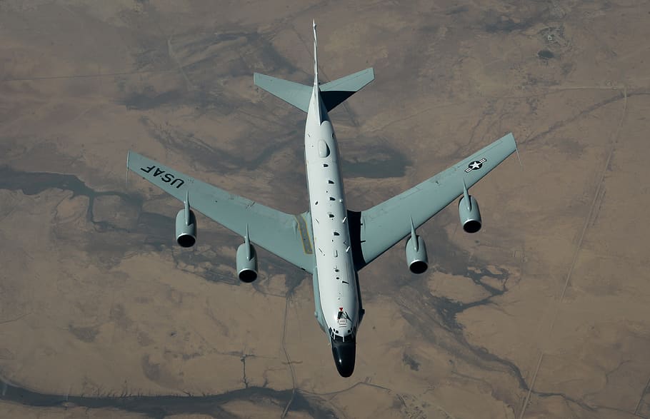 rc-135v w rivet joint, pengintaian, misi, dukungan, sigint, intel, intelijen, kendaraan udara, pesawat terbang, penerbangan