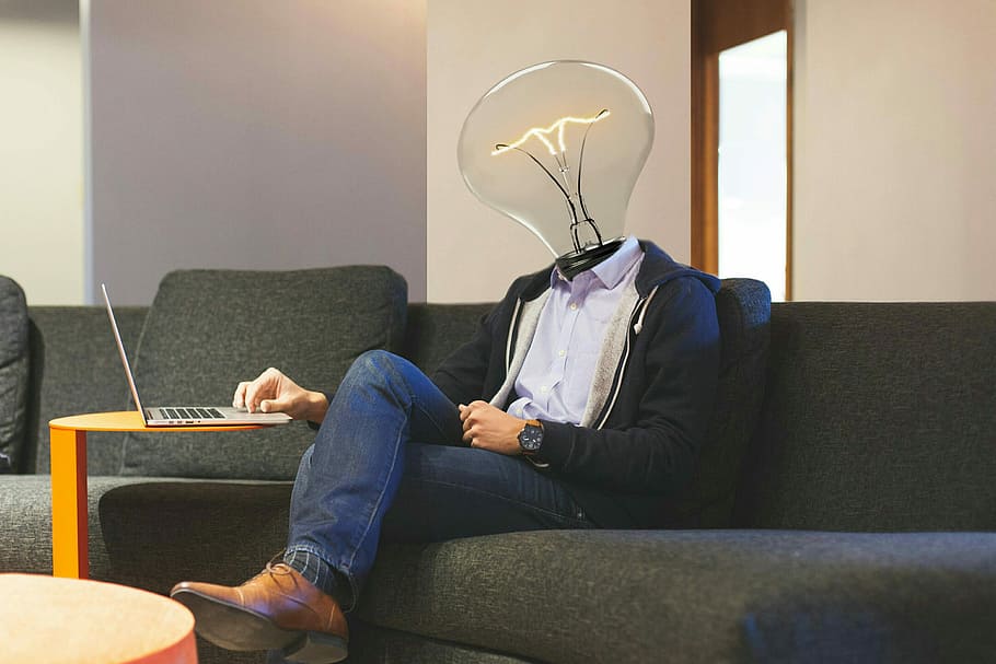 Lightbulb workplace laptop idea