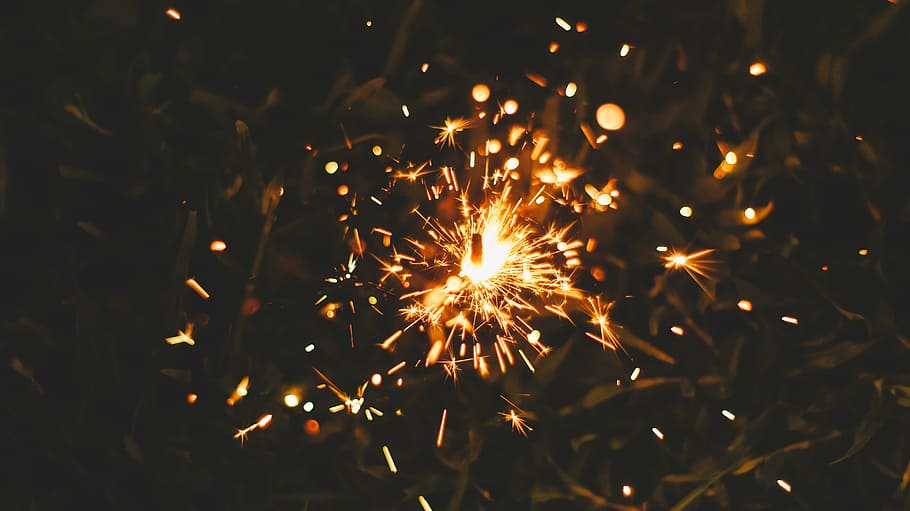 selective, focus photography, lighted, sparkler, fire, flames, sparks, light, night, fire - Natural Phenomenon