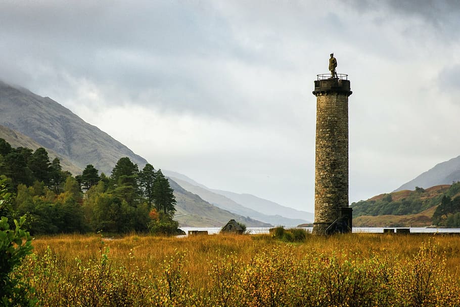 monumento, escócia, planalto, ponto de referência, histórico, património, lago, história, jacobita, bonnie prince charlie