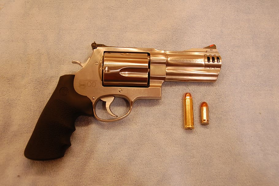 revolver, pistol, handgun, gun, weapon, ammunition, indoors, crime, social issues, violence