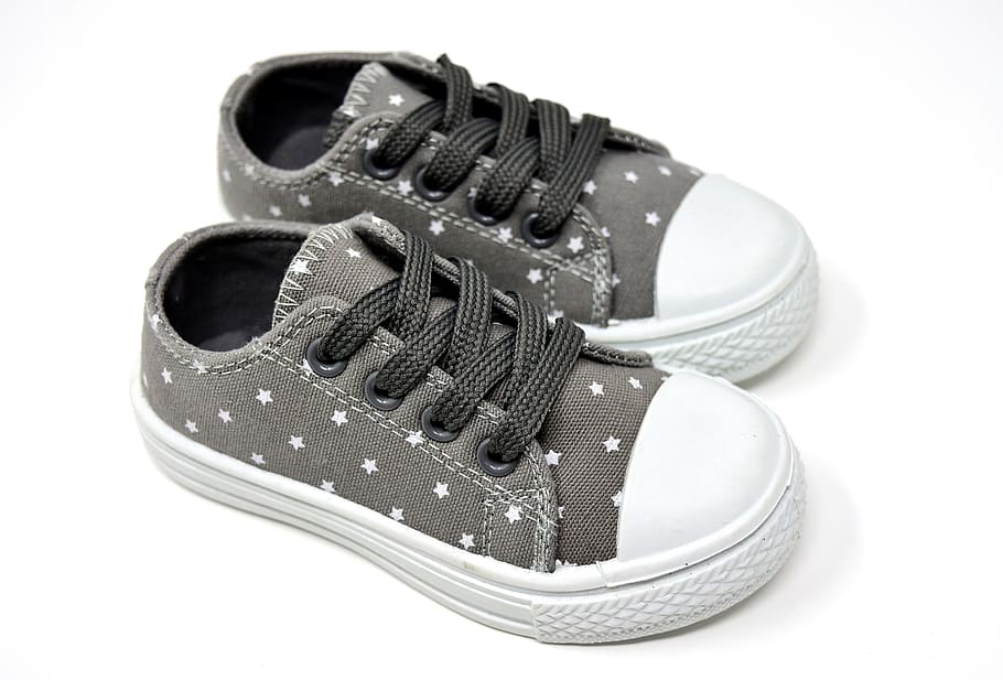 pair, girl, gray-and-white low-top sneakers, white, surface, children's shoes, cute, sports shoes, sneakers, fashion