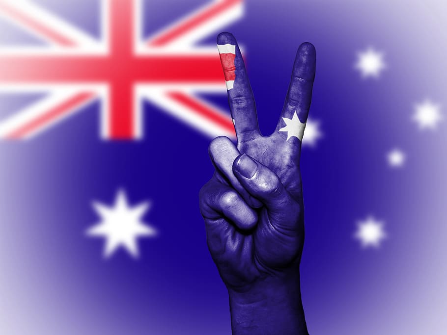 right person, peach hand sign, Australia, Flag, Peace, National, Symbol, national, symbol, blue, country