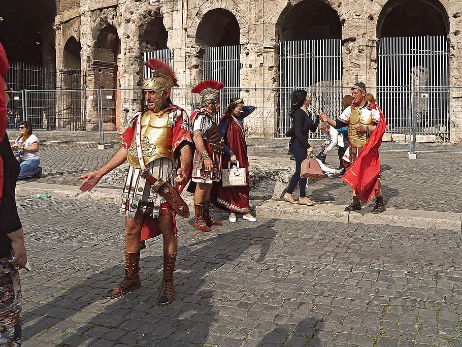 gladiator on street, the legionnaires, guards, ice, ancient times, flawiusze, the coliseum, the amphitheater, fire, urban