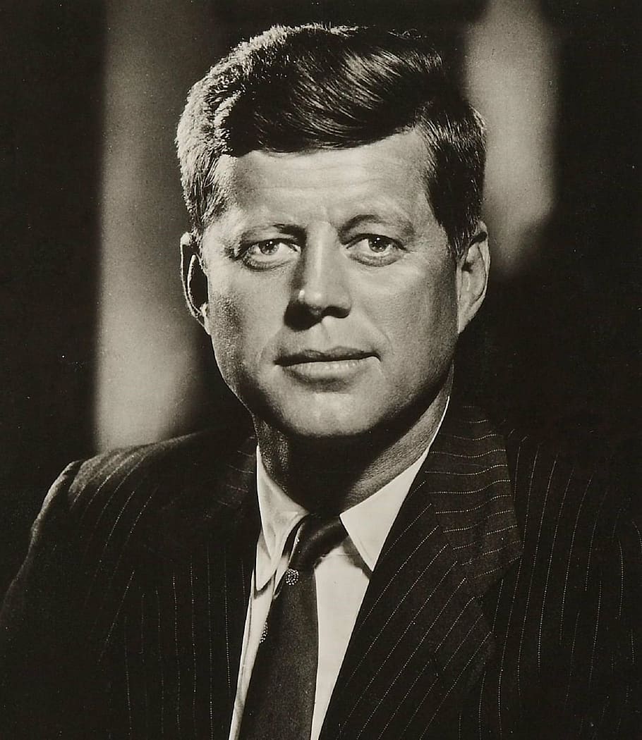 John F., Kennedy retrato, presidente John Kennedy, 35 ° presidente, asesinado, JFK, Jack Kennedy, crisis de misiles cubanos, programa espacial, cuerpo de paz