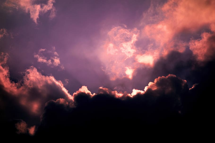 dark clouds photography, cloud, cumulus, fluffy, sky, heaven, sunset, sunset sky, pink sky, dark skies