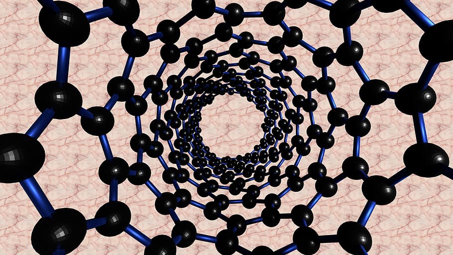 dna illustration, carbon nanotube, bucky, graphene, structure, atomic, carbon, fullerene, 3d, education