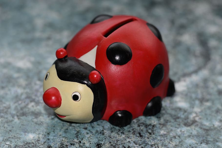 ladybug, piggy bank, money, finance, ceramic, coin, representation, animal representation, toy, animal