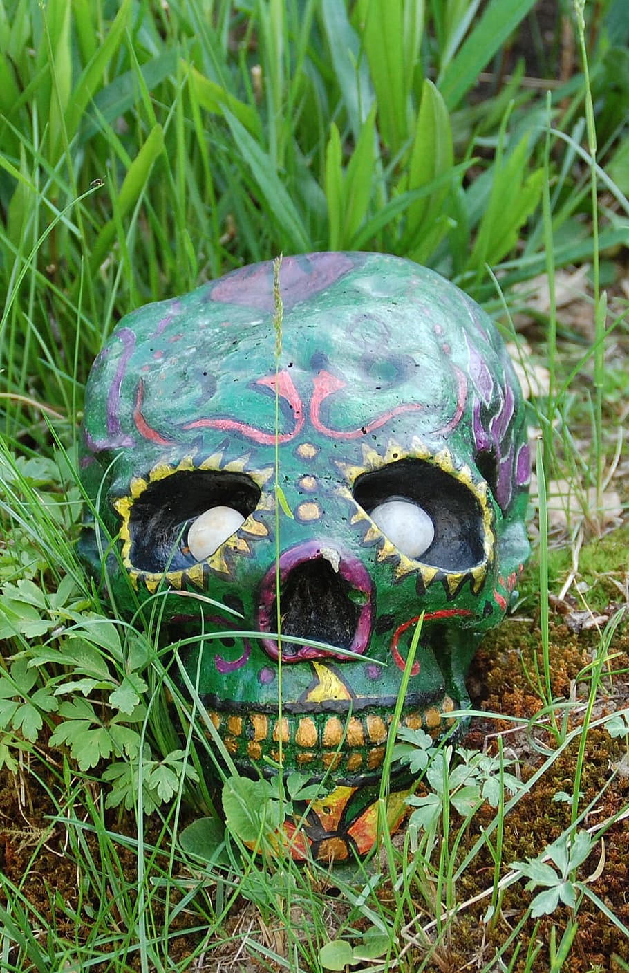 Skull, Garden, Halloween, Bone, Death, decoration, cemetery, ornament, decor, horror
