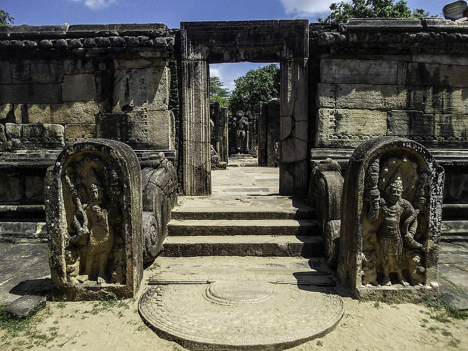 candi batu, Kuno, Batu, Kuil, Sri Lanka, foto, gerbang, domain publik, reruntuhan, struktur