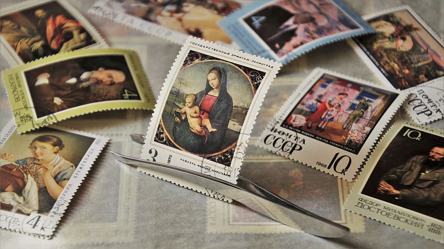 philately, madonna, postage stamps, post, send, cccp, communist, collection, seal, to collect