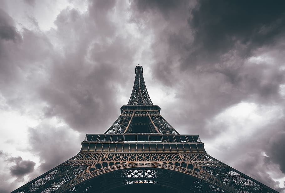 architecture, structure, eiffel, tower, nature, sky, clouds, perspective, industrial, paris