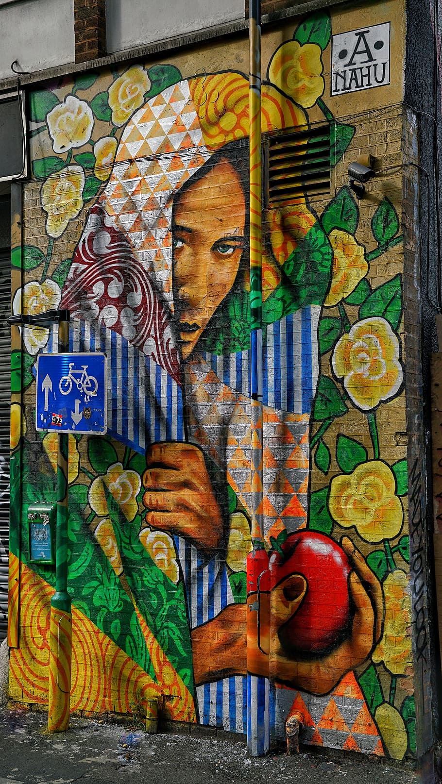 street, wall, art, graffiti, lady, veil, artwork, london, art and craft, multi colored