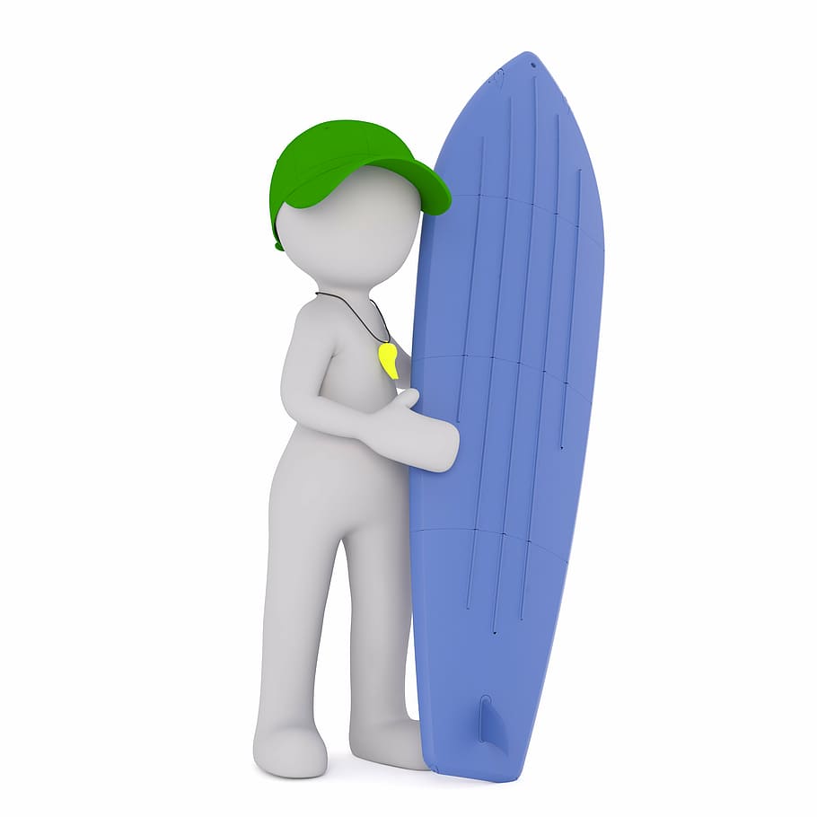 person, holding, surfboard, animated, white male, 3d model, isolated, 3d, model, full body