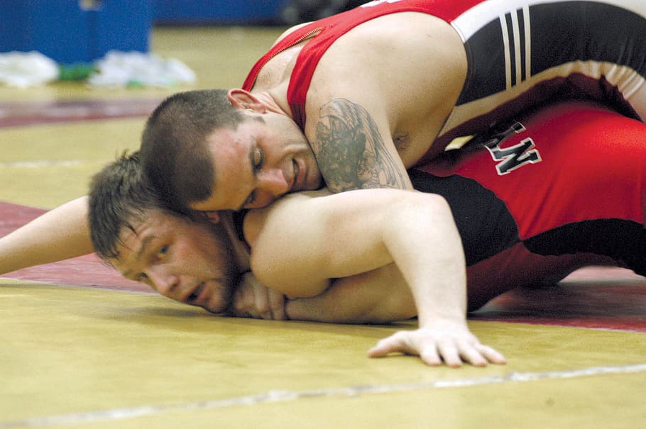 two, man, wrestling, Wrestlers, College, Males, Athletes, match, sport, push