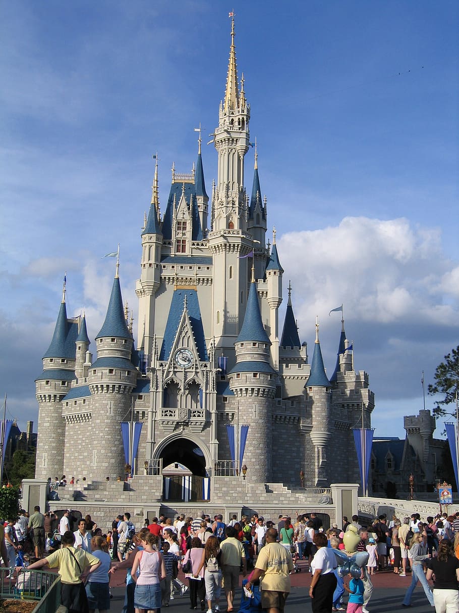 disneyland castle, disney world, magic kingdom, building, orlando, florida, disneyland, castle, dream castle, children