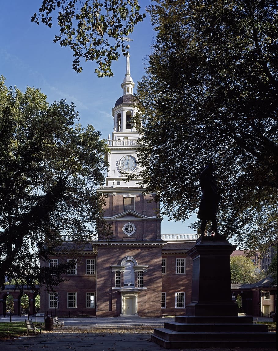 independence hall, steeple, tower, historic, architecture, philadelphia, pennsylvania, colonial, usa, declaration of independence