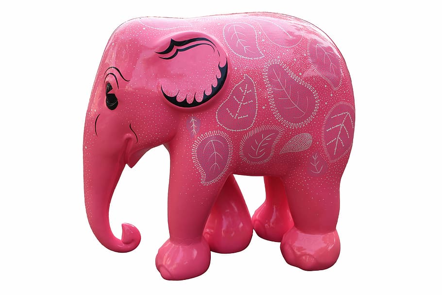Rosa, blanco, elefante, cerámica, figurilla, elefante rosa, animal, dibujos animados, símbolo, paquidermo