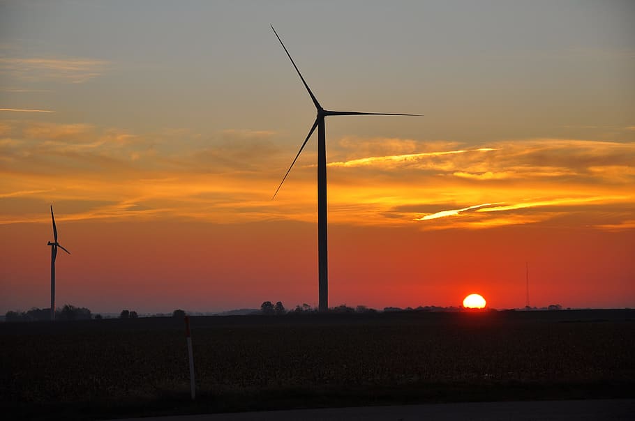 energy, sunset, electricity, windmill, power, turbine, sky, tower, wind, alternative