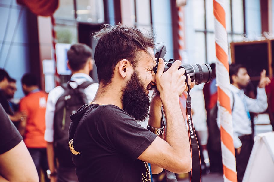 Candid, Person, Male, Photographer, beard, photography themes, camera - photographic equipment, photographing, young adult, incidental people