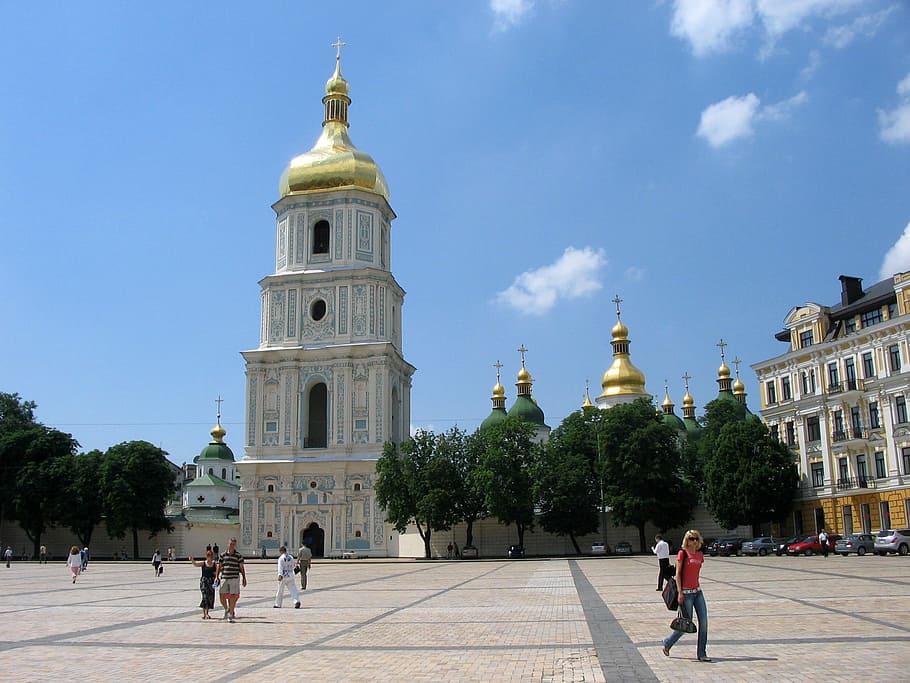 st., sophia, bell tower, St. Sophia, Kiev, Ukraine, building, photos, public domain, square