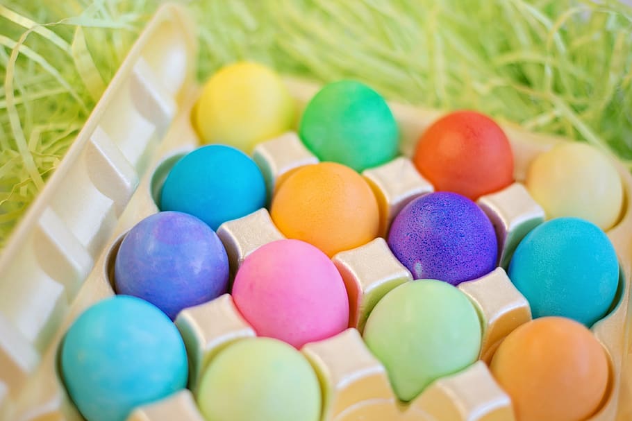 assorted-color bath bombs, easter eggs, colorful, pastels, easter, holiday, spring, celebration, color, tradition