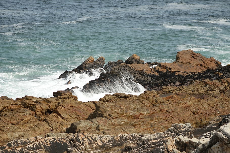 bentang laut tepat di luar teluk gordon, afrika selatan, pantai barat, berbatu, batu, pantai, laut, lautan, musim panas, air