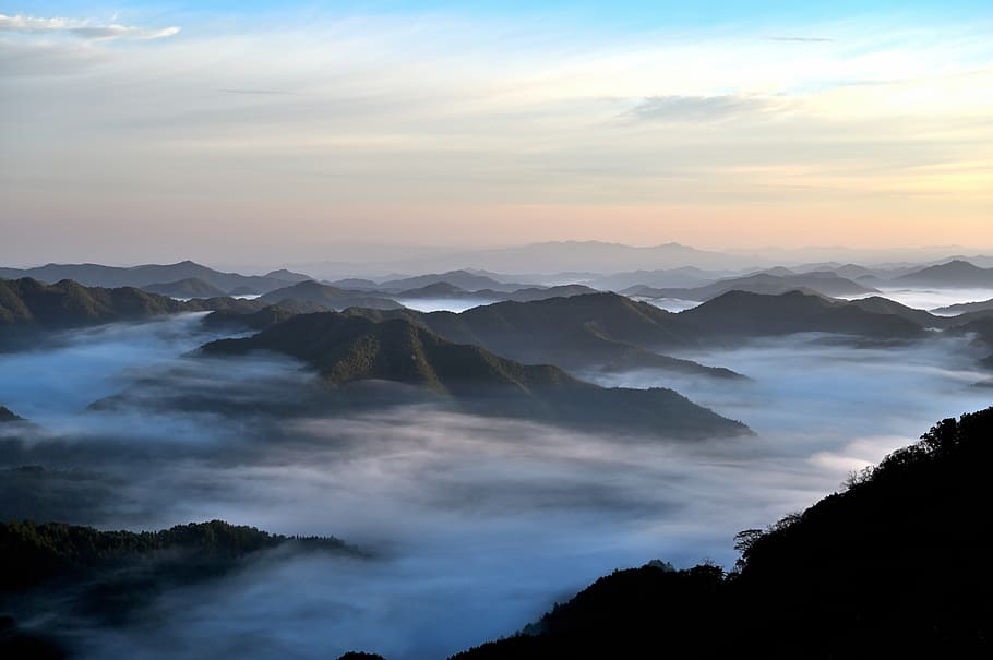 lautan awan, gunung, alam, lanskap, awan, Jepang, cahaya, pendakian gunung, scenics - alam, keindahan di alam