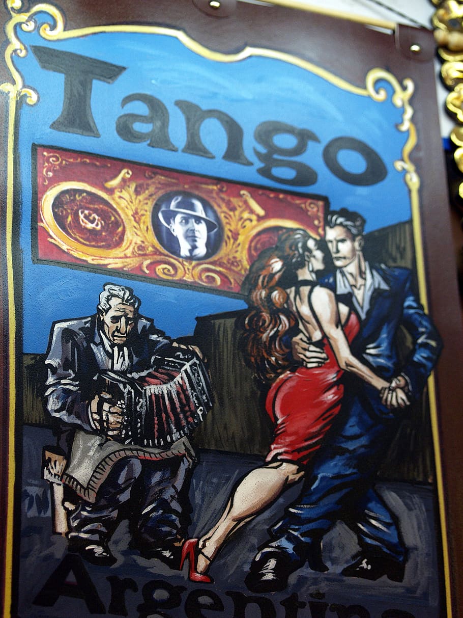 lukisan, menari pasangan, dicat, argentina, iklan, tango, musik, tari, desain, selebaran