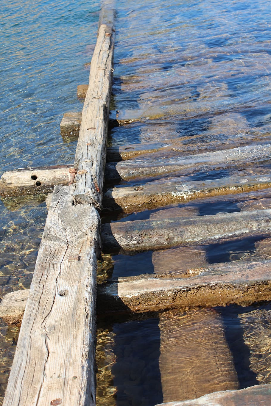 sea, jetty, planks, water, pier, dock, wooden, blue, wood, tranquil